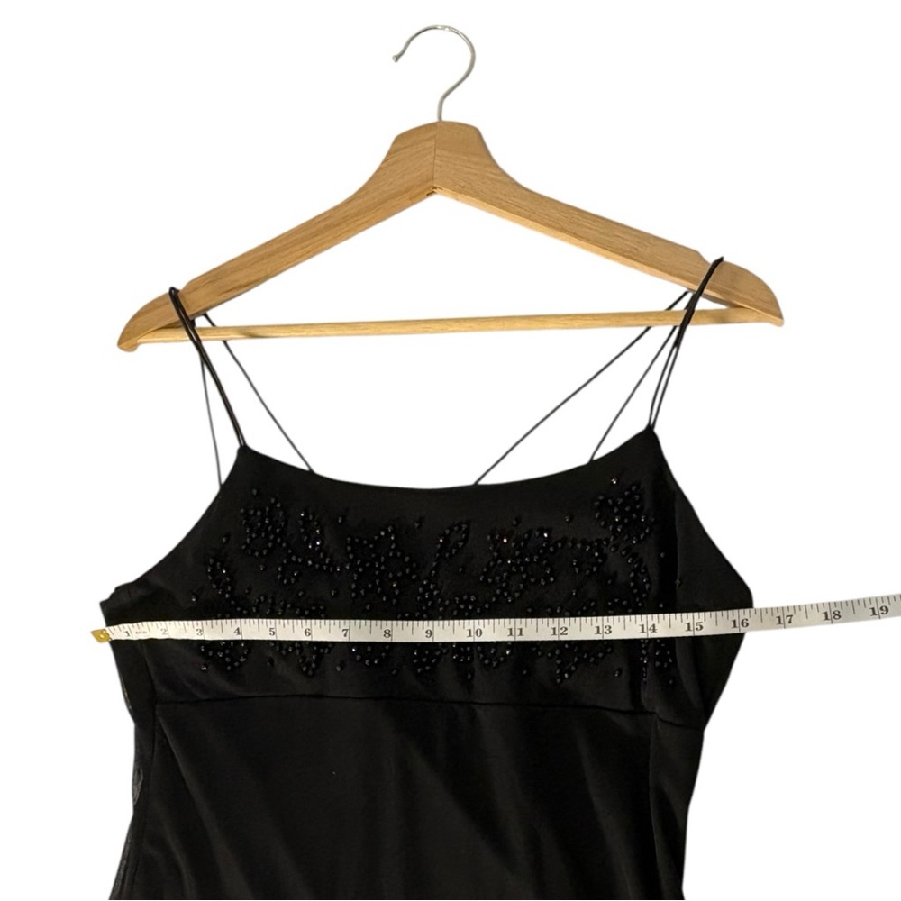 Y2K Byer Too Black Beaded Maxi Dress Womens Large Spaghetti Strap Whimsigoth VTG - Picture 8 of 15
